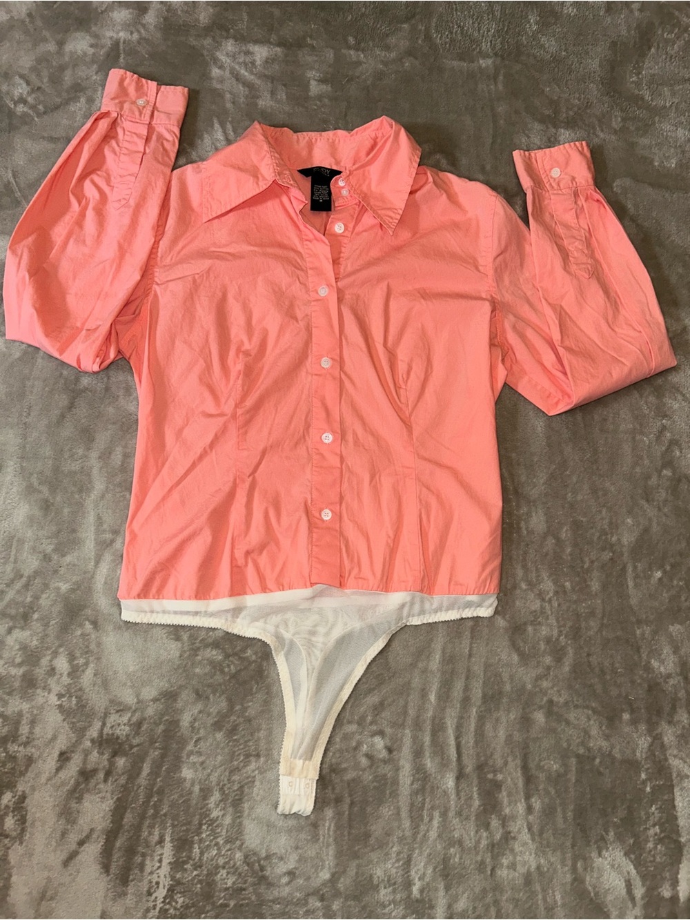 Women’s Body by Victoria Coral Pink Button-Front Bodysuit Shirt M